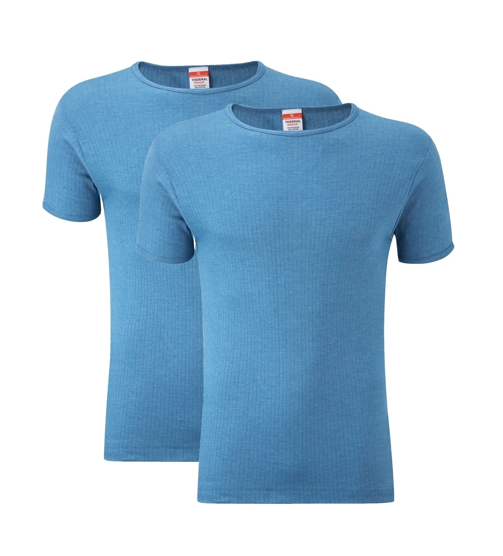 Heatwave® Pack of 2 Men's Thermal T Shirt, Warm Underwear Baselayer Thermals, Large Blue
