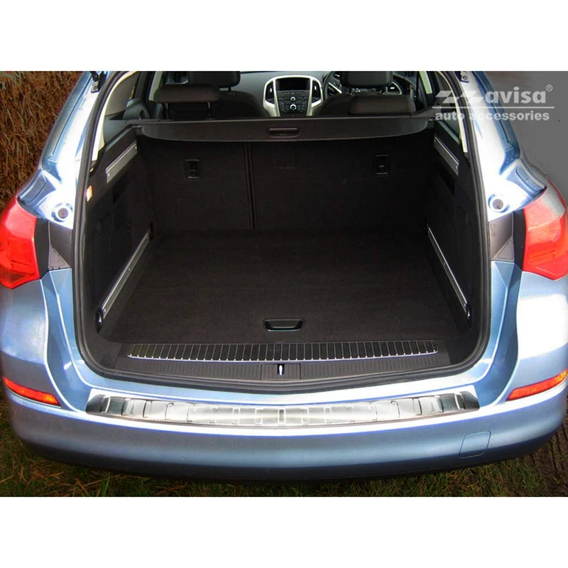 Avisa Stainless Steel Rear bumper protector compatible with Opel Astra J Sportstourer Facelift 2012-2015 'Ribs'