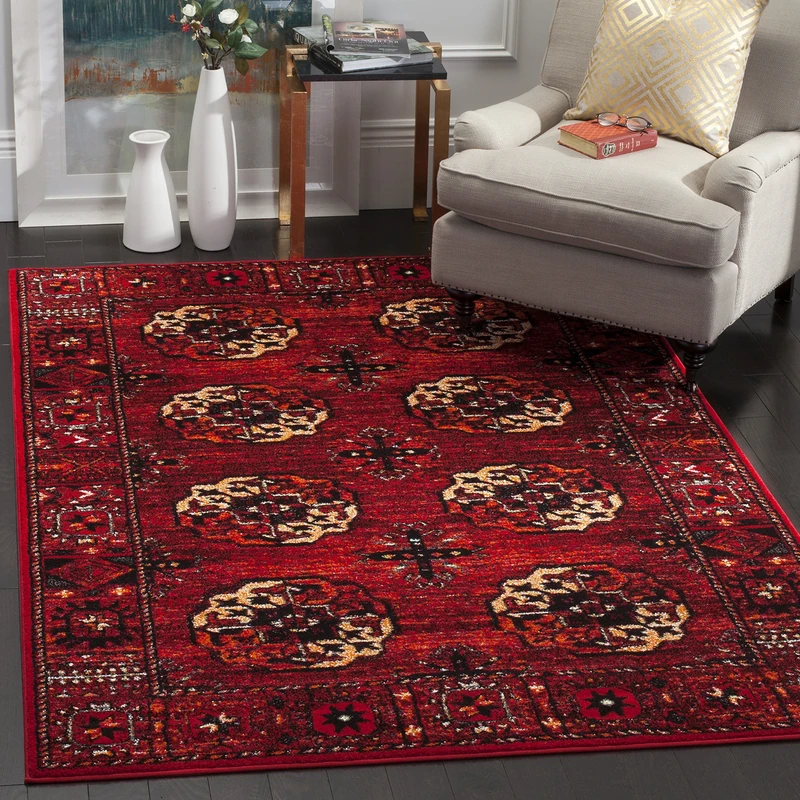 Safavieh Vintage Hamadan Indoor Woven Rectangle Area Rug, Persian Collection, VTH212, in Red/Multi, 160 X 229 cm for Living Room, Bedroom or Any Indoor Space