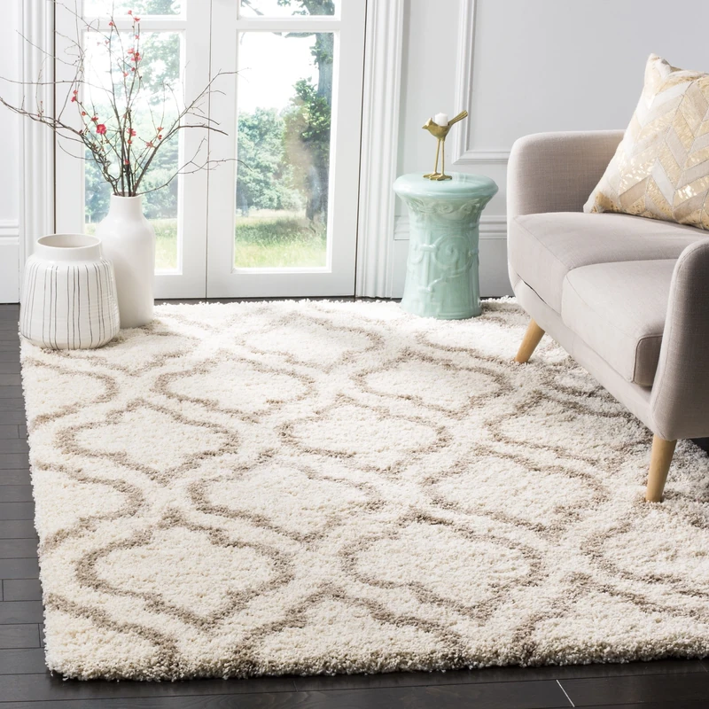 Safavieh Shaggy Indoor Woven Rectangle Area Rug, Hudson Shag Collection, SGH284, in Ivory/Beige, 91 x 152 cm for Living Room, Bedroom or Any Indoor Space