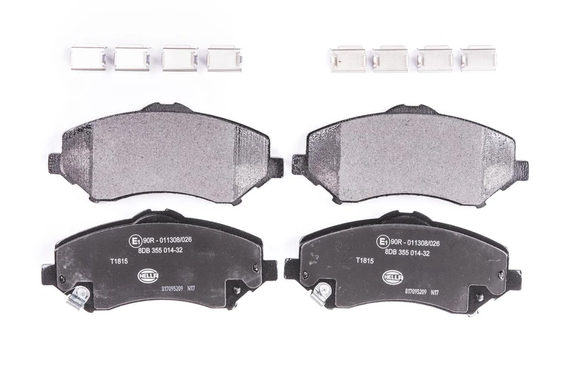 HELLA 8DB 355 014-321 Brake pad set - with acoustic wear warning - T1815 - for e.g. CHRYSLER / DODGE / FIAT / JEEP / VW