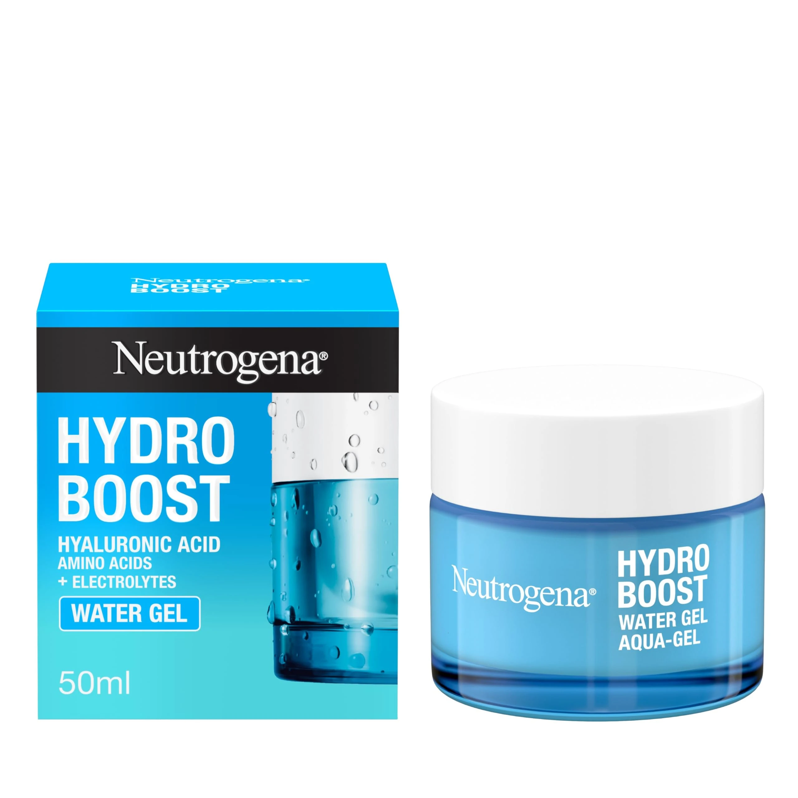 Neutrogena Hydro Boost Water Gel (1x 50ml), Oil-Free Face Cream with Hyaluronic Acid, Amino Acids and Electrolytes, Lightweight Face Care with 72 Hour Hydration, For Acne-Prone and Sensitive Skin