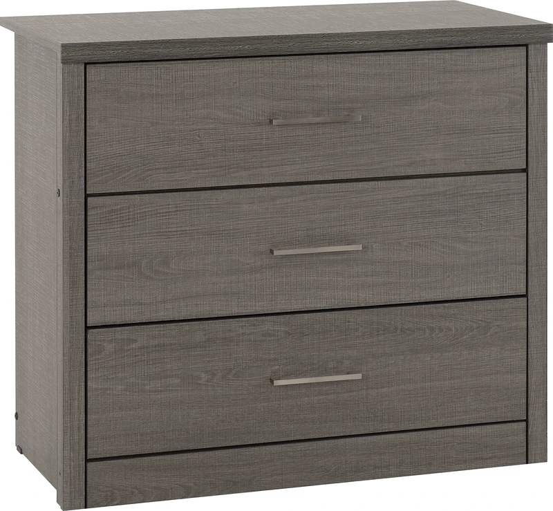 Seconique Lisbon 3 Drawer Chest in Black Wood Grain