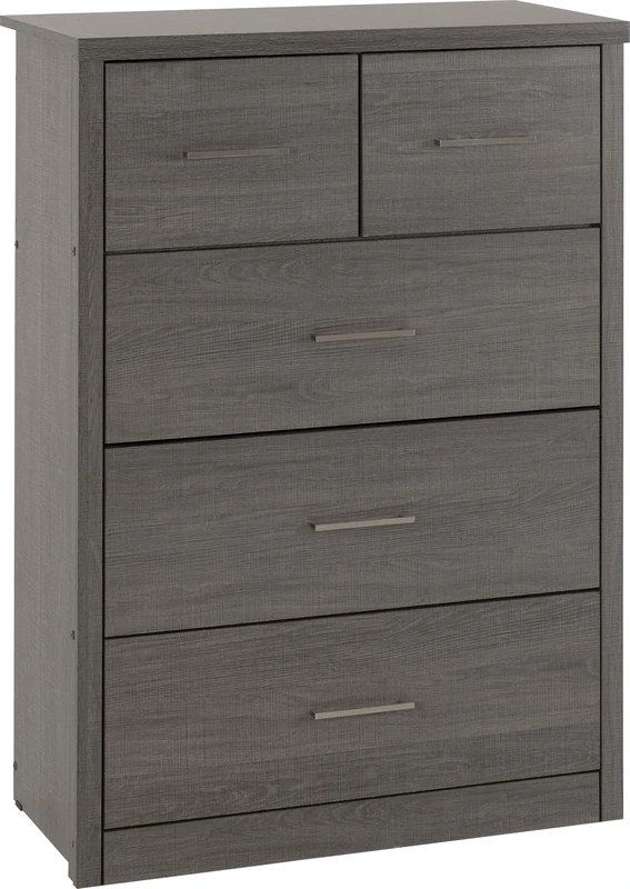Seconique Lisbon 3+2 Drawer Chest in Black Wood Grain