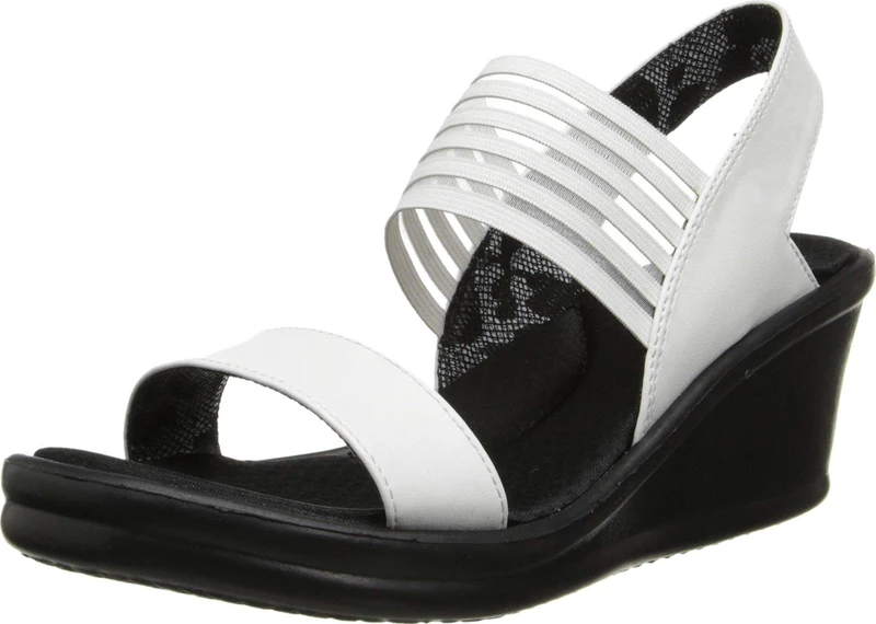 Skechers Women's Rumblers Sci-fi Wedge Sandal, White Opulent Garden, 3.5 UK