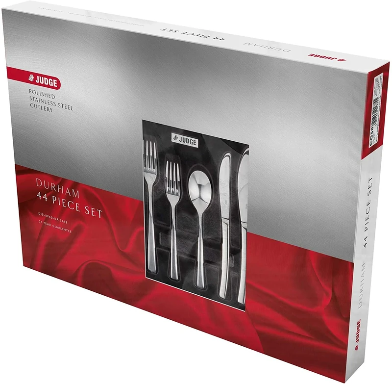 Judge Durham 44-Piece Stainless Steel Cutlery Set in Gift Box for 6 People, Dishwasher Safe - 25 Year Guarantee - Image 1