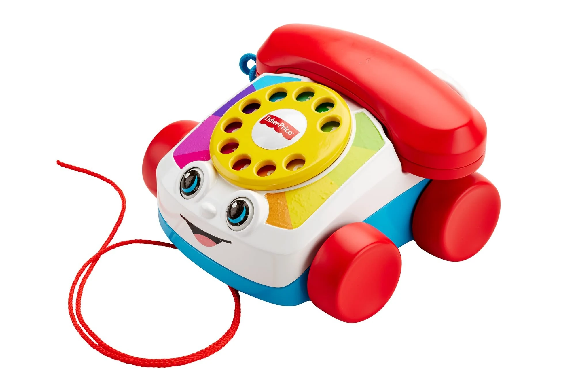 Fisher-Price Toddler Pull Toy Chatter Telephone Pretend Phone with Rotary Dial and Wheels for Walking Play Ages 1+ years, FGW66