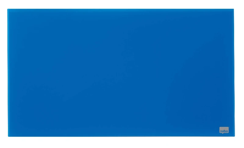 Nobo Glass Magnetic Whiteboard with Removable Pen Tray, 680 x 380 mm, InvisaMount Mounting System, Impression Pro, Blue, 1905187