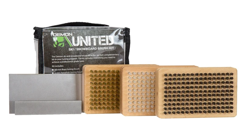 Demon United Ski/Snowboard Wax Brush Kit - Bonus Includes Metal Scraper and Edge File - Image 1