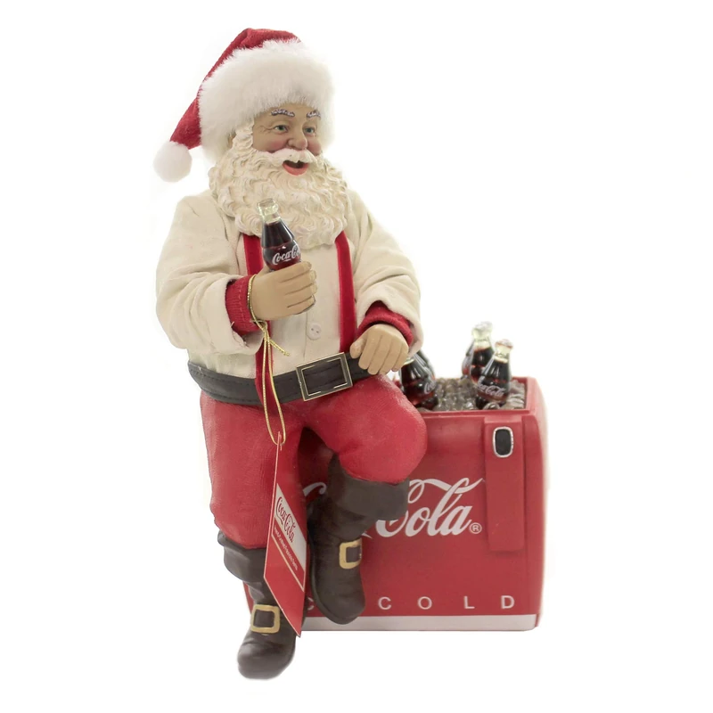 Kurt S. Adler Kurt Adler 10.5-Inch Coca-Cola Santa Sitting on Cooler Table Piece, multi - Image 1