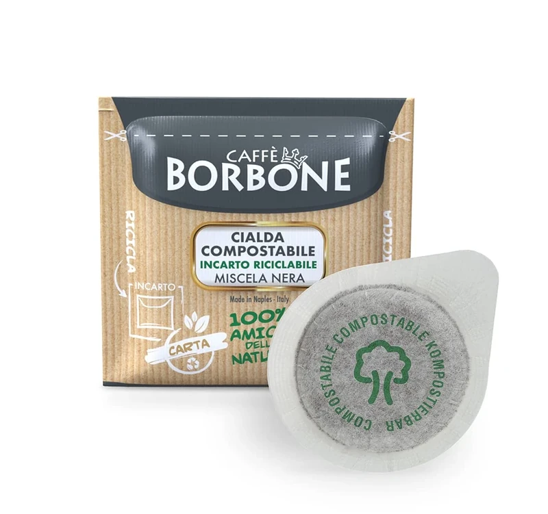 Caffè Borbone Compostable Pod, Black Coffee Blend - 100 Pads - Compatible with ESE System Paper Pads 44 mm