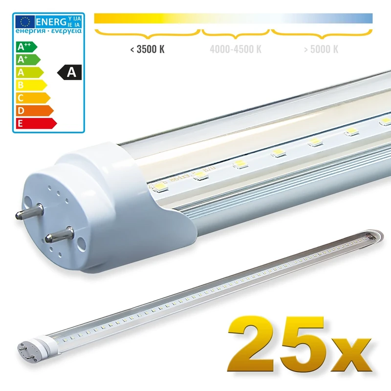 LEDVero 25x SMD LED tube / tube fluorescent tube T8 G13 transparent cover warm white - (47.24) 120 cm, 18W, 1800 lm - ready for installation