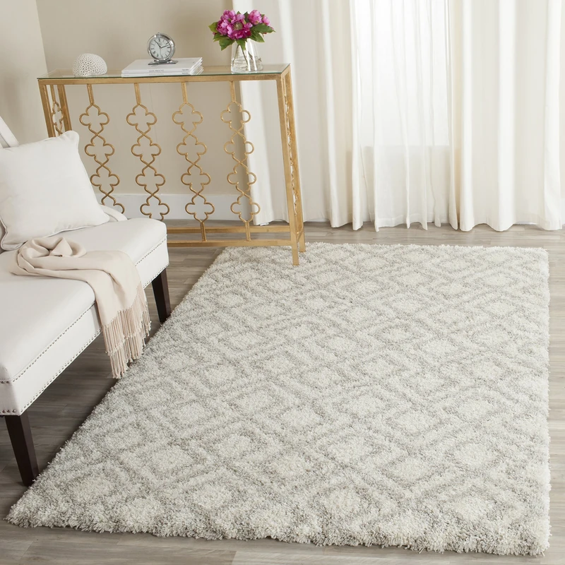 SAFAVIEH Shaggy Rug for Living Room, Dining Room, Bedroom - Arizona Shag Collection, Short Pile, in Ivory and Beige, 201 X 279 cm