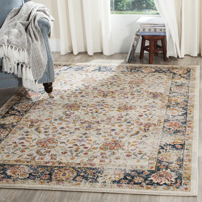 Safavieh Modern Chic Indoor Woven Rectangle Area Rug, Madison Collection, MAD609, in Cream / Navy, 91 X 152 cm for Living Room, Bedroom or Any Indoor Space