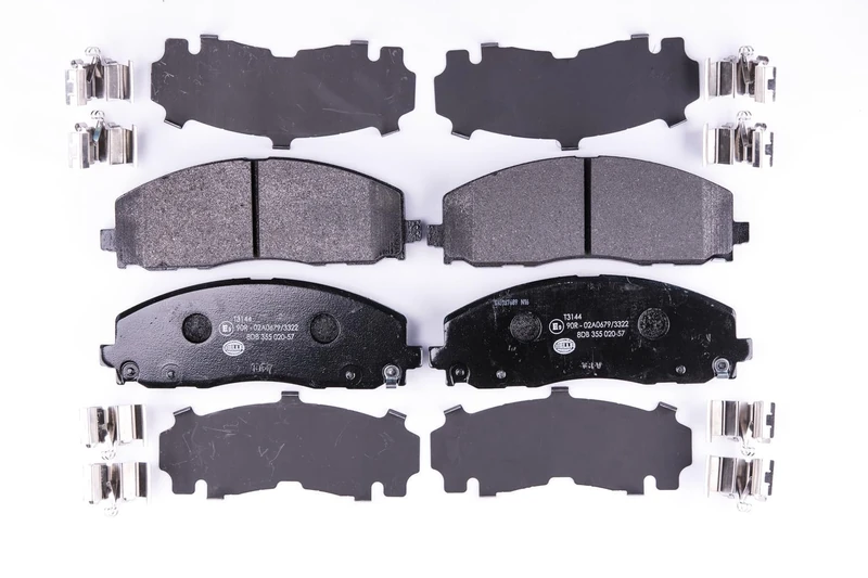 HELLA 8DB 355 020-571 Brake pad set - with acoustic wear warning - T3144 - for e.g. CHRYSLER / DODGE / FIAT / JEEP / LANCIA