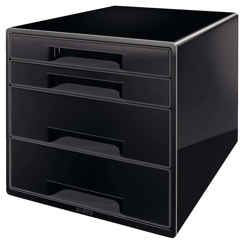 Leitz Cube 4 Drawer Desk Organizer, Black/Grey, Dual Colour Range, 52521095