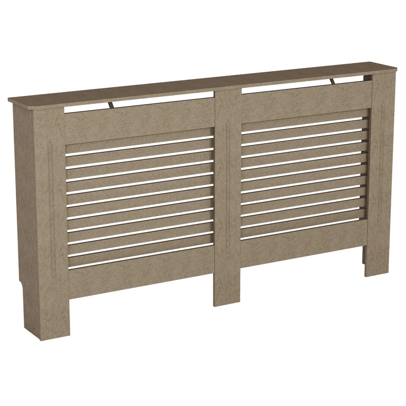 Vida Designs Milton Radiator Cover Unfinished - Large - Modern Horizontal Slat Design For Optimal Heat Circulation - H82xW152xD19cm - Unpainted MDF Cabinet Ideal For Living Room & Hallway