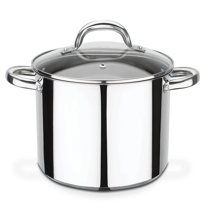 GSW 990196 Montreal vegetable pot with glass lid, stainless steel, silver, 22 cm, 6.8 liters, 31x 22 x 18 cm