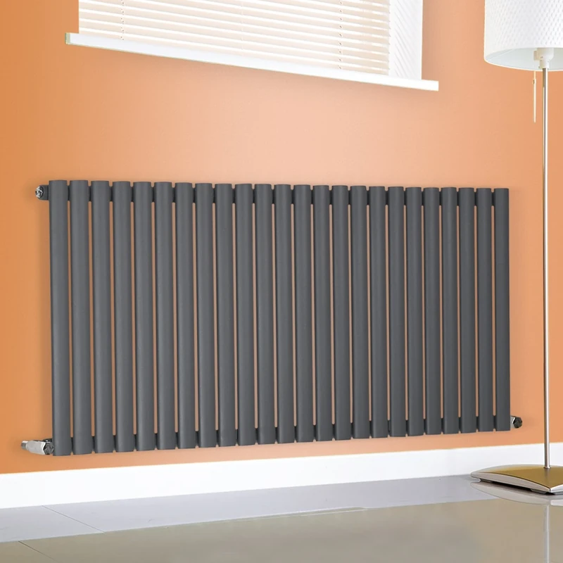 NRG Horizontal 600x1416 Oval Column Radiator Bathroom Central Heating Single Anthracite