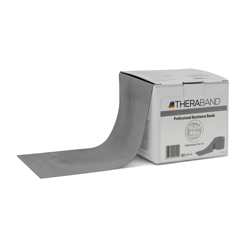 THERABAND Resistance Band Latex Roll – Stretch Bands for Exercise & Professional Physio, Exercise Band for Rehab, Pilates, Training & Mobility Recovery – 50 Yard Roll, (Super Heavy, Level 6) – Silver