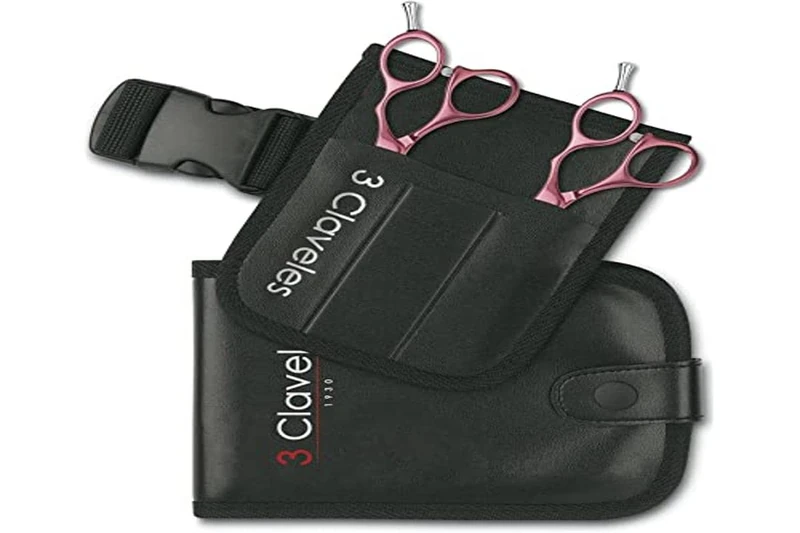 3 Claveles 12693 – Hairdressing Kit Case Belt and Scissors Hairdresser Cutting and Sculpting 5.5 inches, Pink