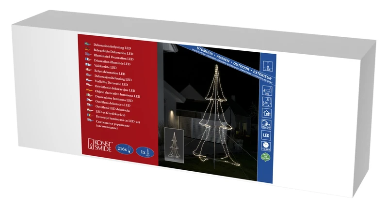 Konstsmide 3942-103 LED Tube Silhoutte Christmas Tree 3D Small 216 Warm White Diodes 24 V External Transformer Transparent Cable - Image 1