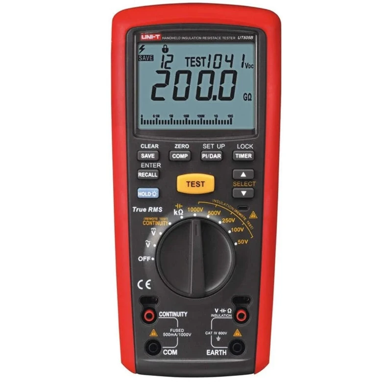 UNI-T UT505B Series UT505 Hand Insulation Resistance Tester, 50V/100V/250V/500V/1000V, 1mA