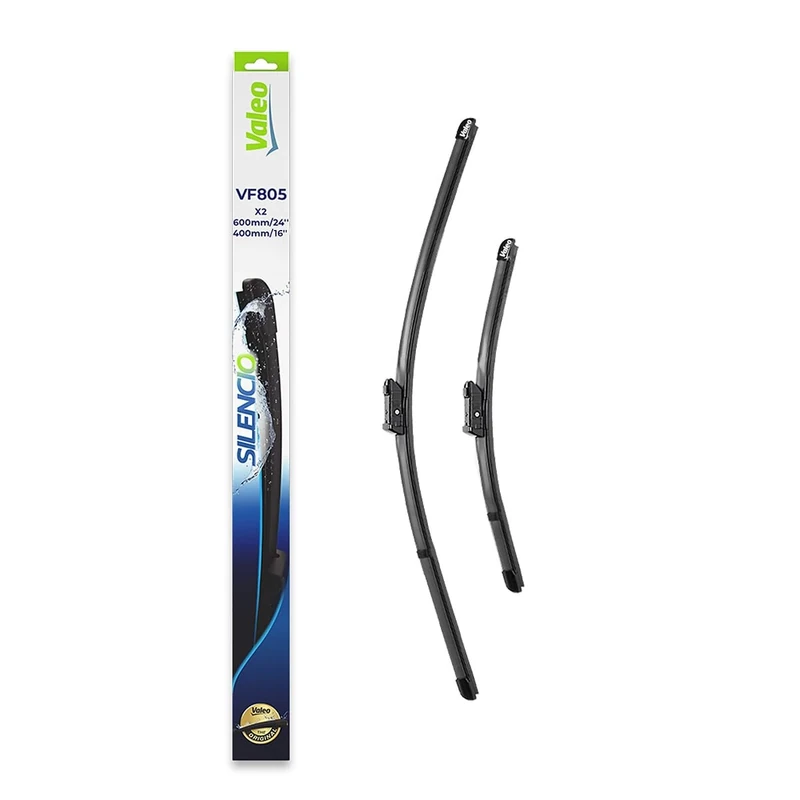 VALEO Silencio Wiper - VF805 - Kit of High Performance, Superior Road Visibility, Easy Installation Original Flat Blades 600mm/400mm - Front - Set of 2 Wiper Blades - 577805
