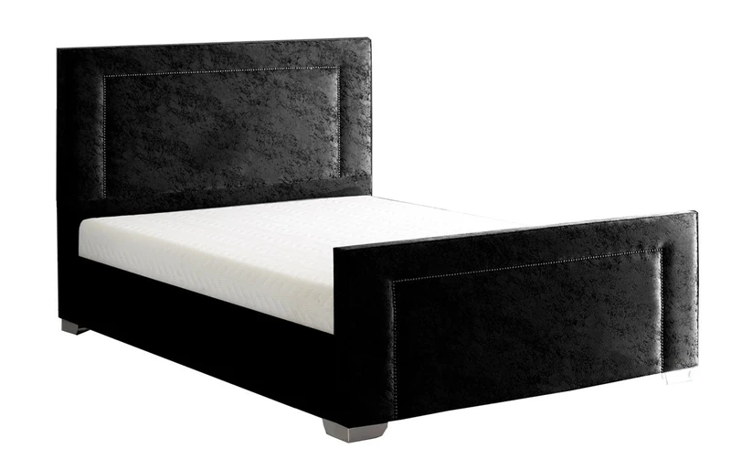 TULIP BED FRAME WITH MATTRESS Upholstery Bed Frame, Fabric, Black, Super King