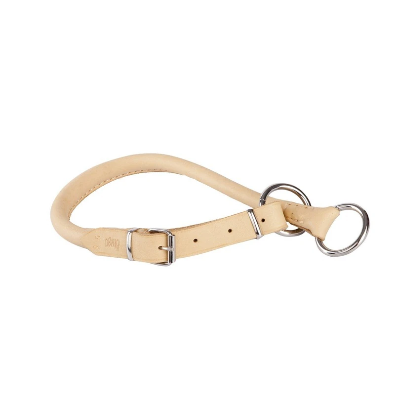 Dingo Tightened Dog Collar, Made of Soft Leather in Round Shape, Natural 12244