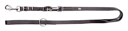 Dingo Soft Leather Dog Leash Adjustable 120-200 cm Handmade with a Swappable Clasp Black 11226