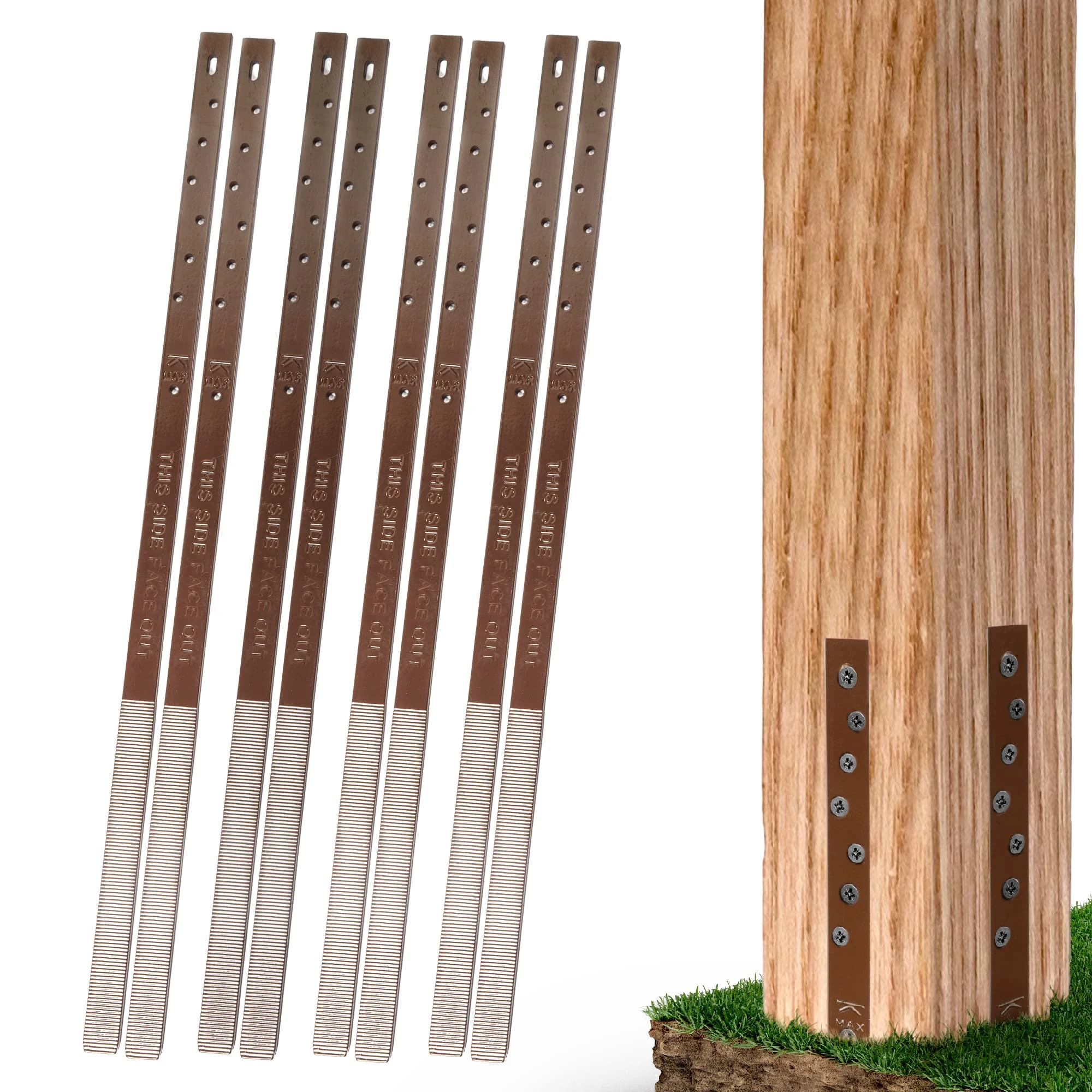Post Buddy Pack of 8 Easy Fence Post Repair Kit (to Fix 4 Broken Wood Posts), Quick and Simple to Install, Effective, Durable Steel Stakes