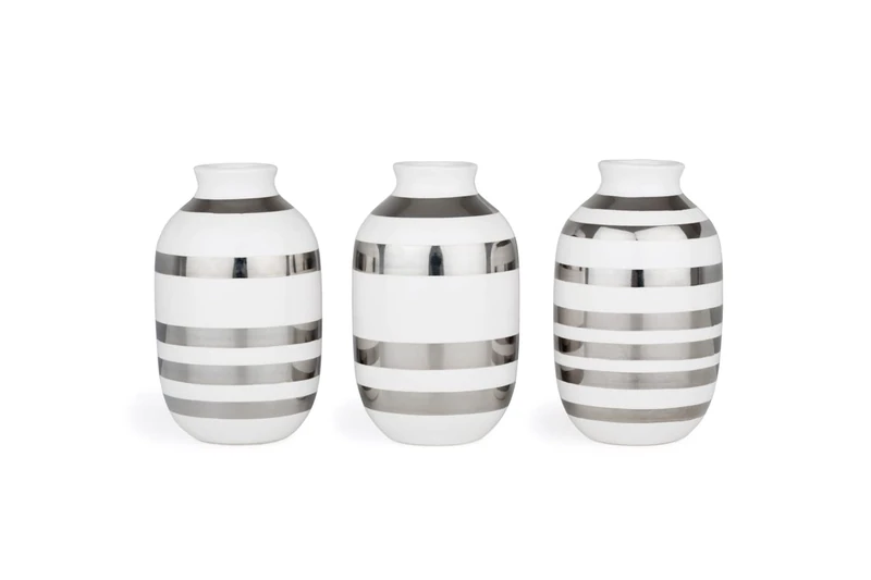 Kähler Miniature Vases Pack of 3 Omaggio for Small Bouquets Classic Metallics