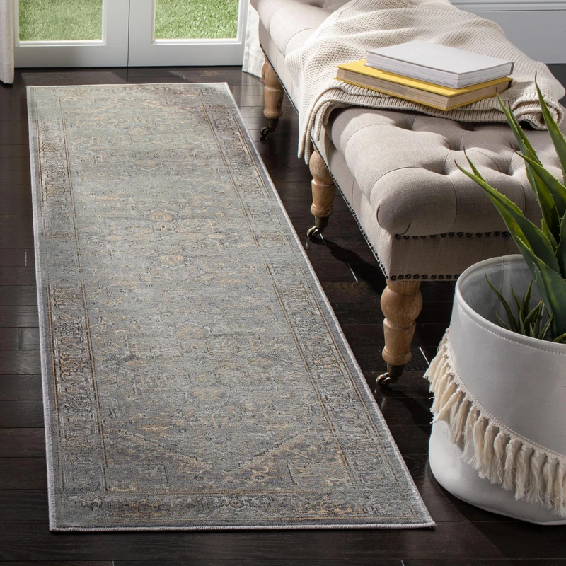 Safavieh Traditional Indoor Woven Runner Area Rug, Vintage Collection, VTG114, in Grey / Multi, 66 X 244 cm for Living Room, Bedroom or Any Indoor Space