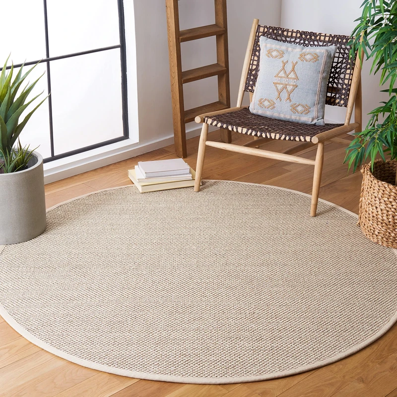 Safavieh Natural Fiber Rug for Living Room, Dining Room, Bedroom - Natural Fiber Collection, Short Pile, in Natural and Beige, 244 x 244 cm