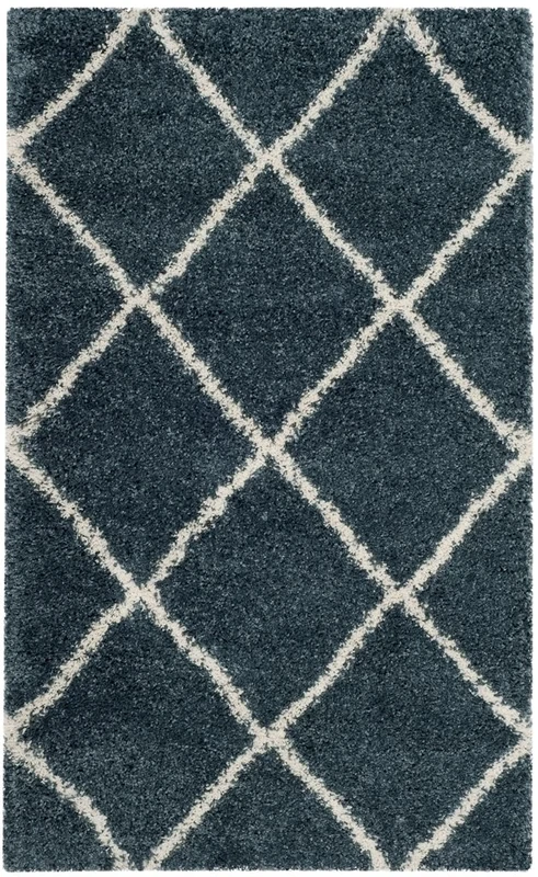 Safavieh Shaggy Indoor Woven Rectangle Area Rug, Hudson Shag Collection, SGH281, in Slate Blue/Ivory, 91 x 152 cm for Living Room, Bedroom or Any Indoor Space