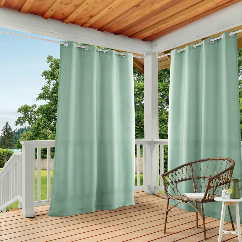 Exclusive Home Curtains EH8112-02 2-108G Indoor/Outdoor Solid Cabana Grommet Top Window Curtain Panel, Polyester, Seafoam, 54x108