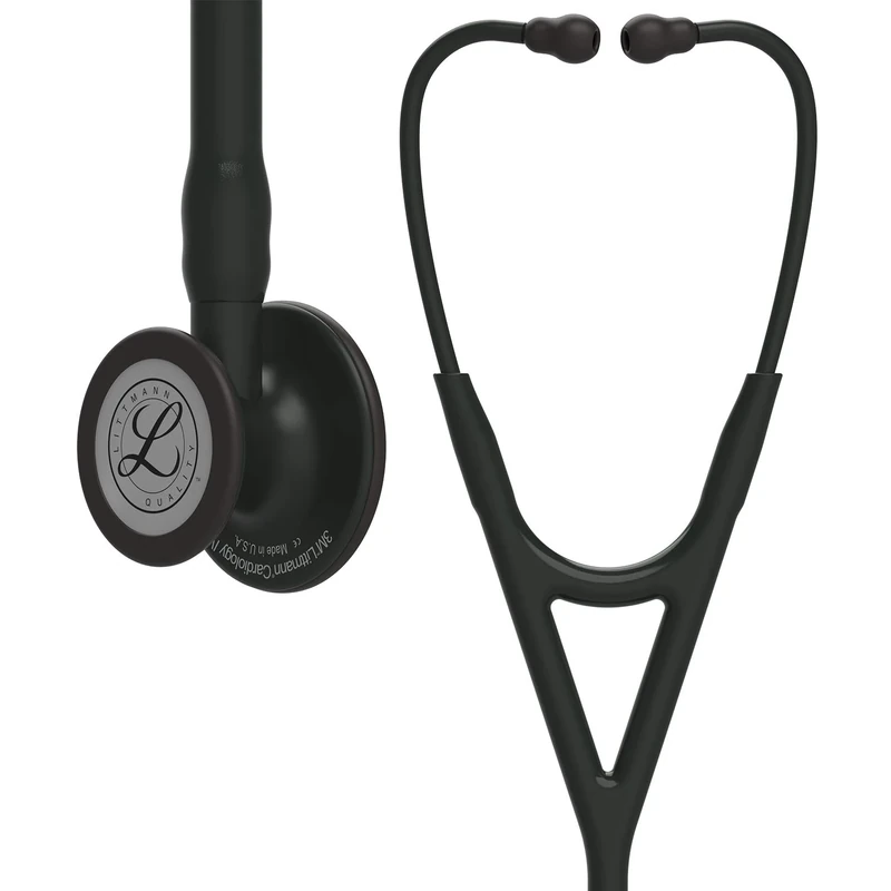 3M Littmann Cardiology IV Diagnostic Stethoscope, Black-Finish Chestpiece, Black Tube, Stem and Headset, 27 inch, 6163