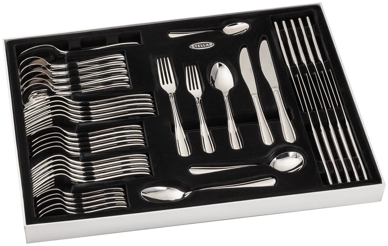 Stellar 44 Piece Cutlery Set in Gift Box, 6 Place Settings + 2 Serving Spoons, Stainless Steel, 20 x 30 x 25 cm - Image 1