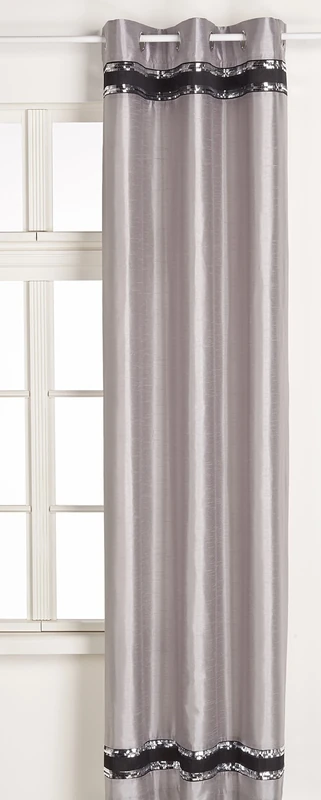 Savoy Silver Ring Top Lined Eyelet Curtains Pair 46x90in(116x228cm) - Image 1