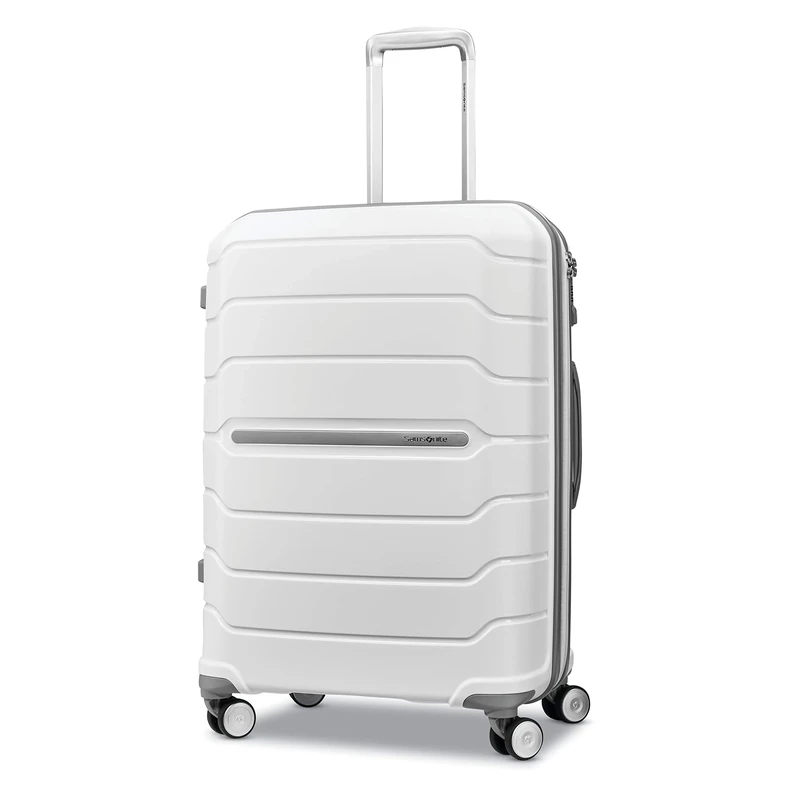 Samsonite Freeform Hardside Expandable with Double Spinner Wheels, White, Checked-Medium 24-Inch