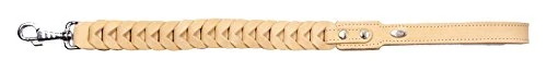 Dingo Short Leash Plaited in Shell Style, Handmade of Leather, Natural 10514