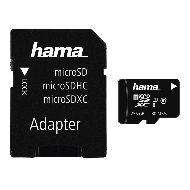 Hama 00124173 256 GB UHS-I Class1 C10 MicroSDXC 256 GB UHS-I Class1 C10 With Adapter - 533X/ 80 MB/S - Image 1