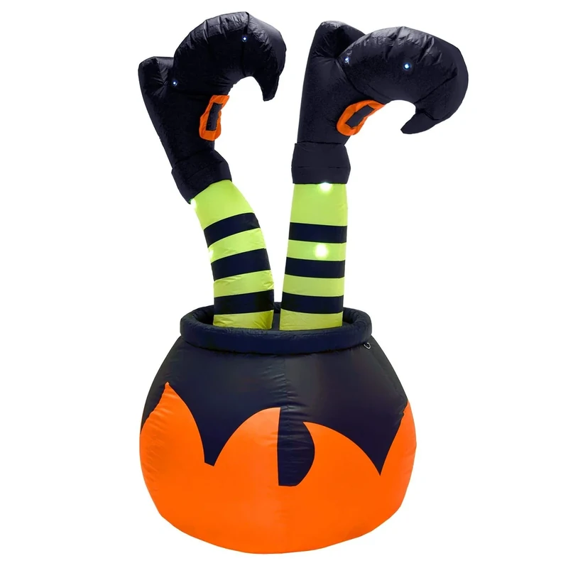 Mr Crimbo 6ft Tall Inflatable Pumpkin And Witches Legs Halloween Decoration Party Outdoor
