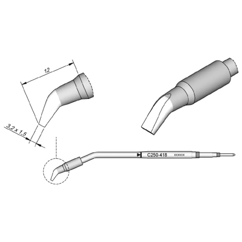 Jbc C250418 Soldering Tip for Aluminium 2 A, Chisel