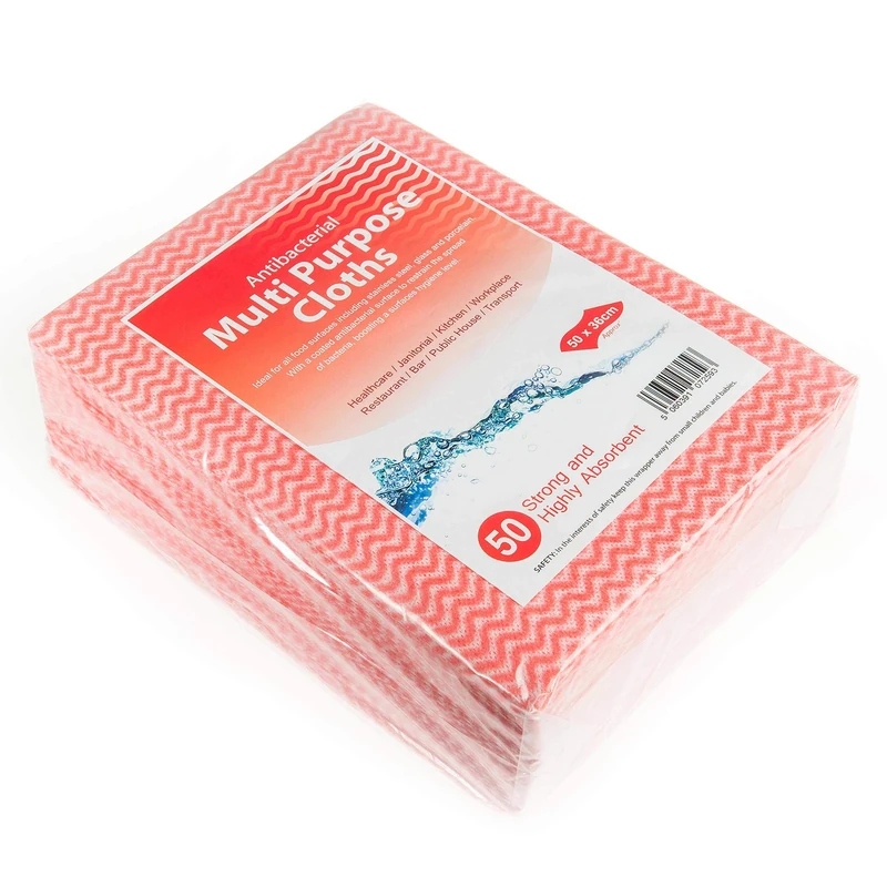 Drinkstuff Antibacterial Cloths Red, CAW-111R, Pack of 500