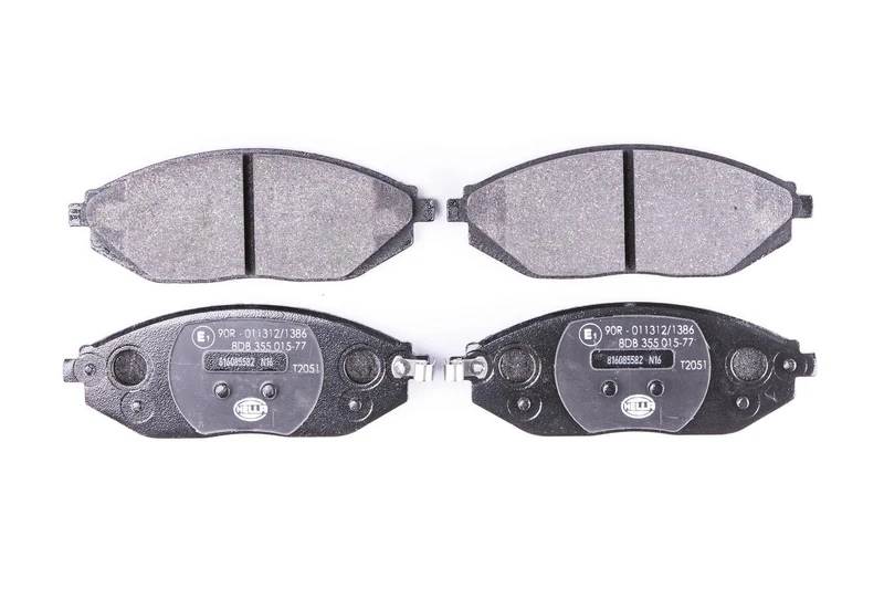 HELLA 8DB 355 015-771 Brake pad set - with acoustic wear warning - T2051 - for e.g. CHEVROLET / HOLDEN / TOYOTA