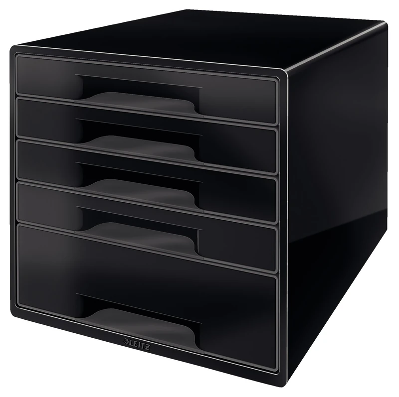 Leitz Cube 5 Drawer Desk Organizer, Black/Grey, Dual Colour Range, 52531095