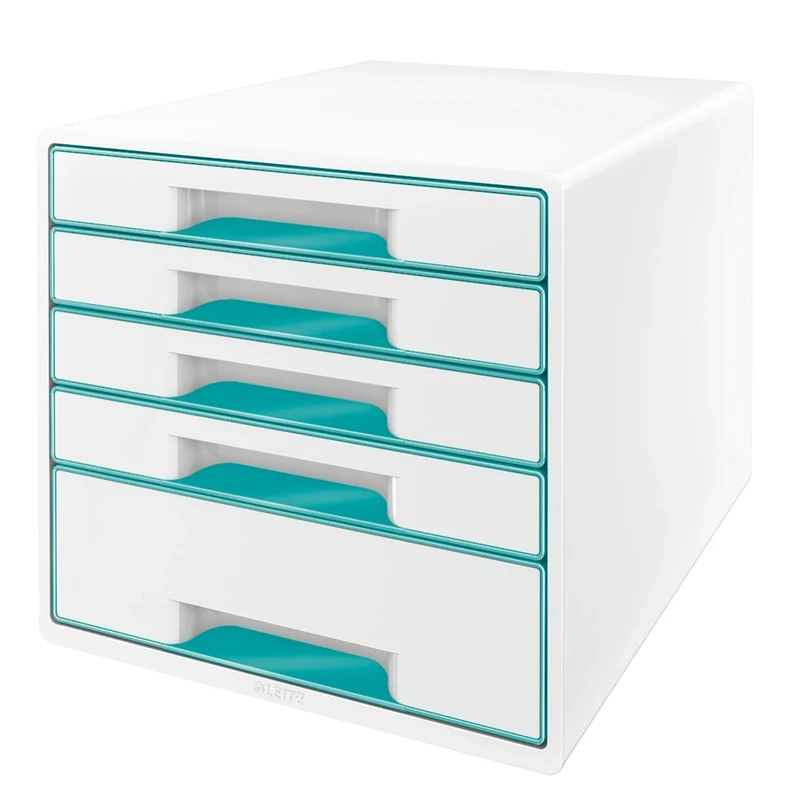 Leitz 52142051 "WOW" 5 Drawer Cabinet - Ice Blue