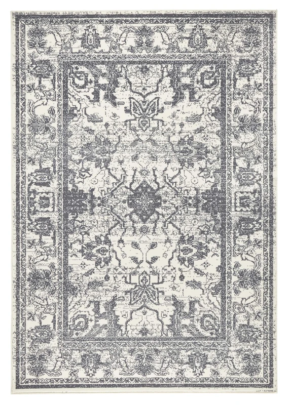 Zala Living Glorious Oriental Rug Oriental Design Tight Woven Vintage Short Pile Flat Weave Living Room Rug for Dining Room Living Room Bedroom Grey Cream 140 x 200 cm